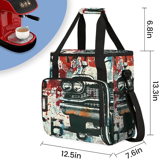 Car Vintage Retro Coffee Maker Carring Bag, Large Insulated Storage Organizer - Image 2