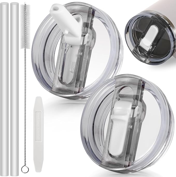 40oz Flip Straw Leak Proof Lid for Stanley Cup Accessories, 2 Pack No Spill Lid by ANTAND