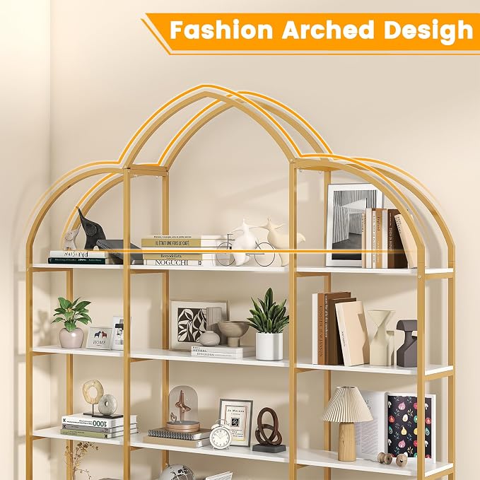 Arched Bookshelves and Bookcases: Triple Wide 5-Tier Large Open Bookshelf - Image 5
