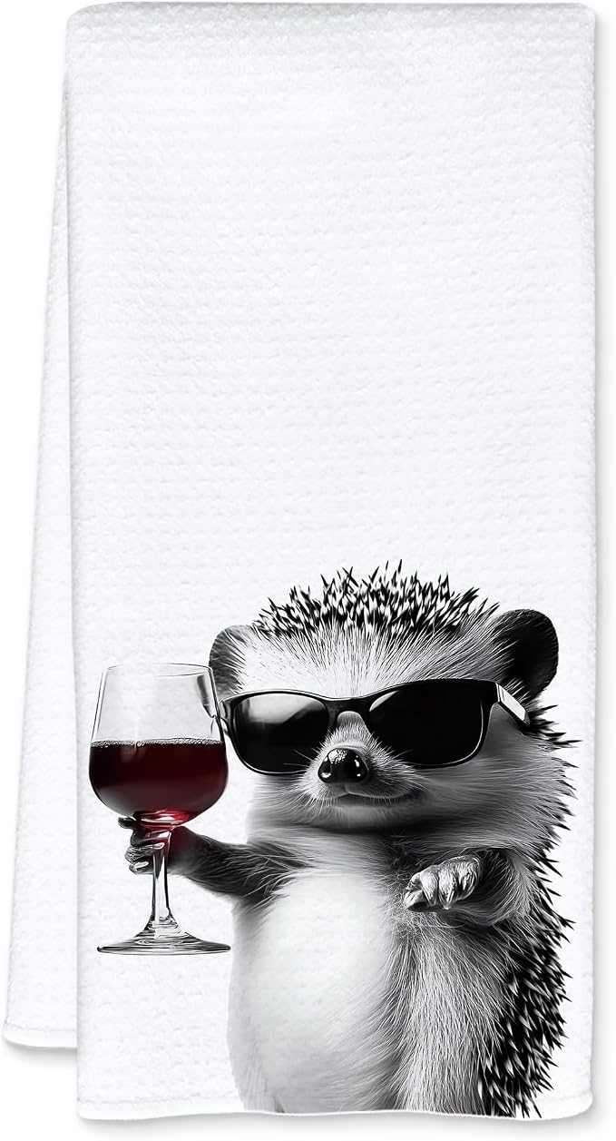 Funny Hedgehog Kitchen Towels, Hedgehog Gifts Dish Tea Towel, Bar Towels by Unknown