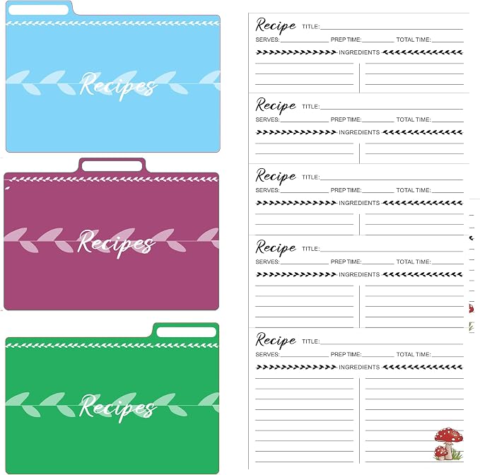 100 Recipe Cards and Recipe Index Cards Set by dgudgu