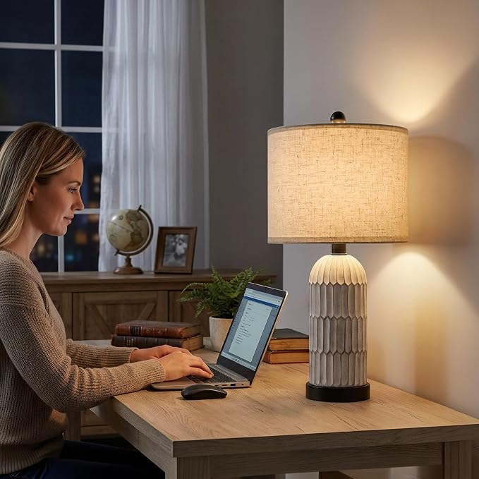 OYEARS 22.5" Bedside Table Lamps Set of 2, Farmhouse Table Lamp - Image 7