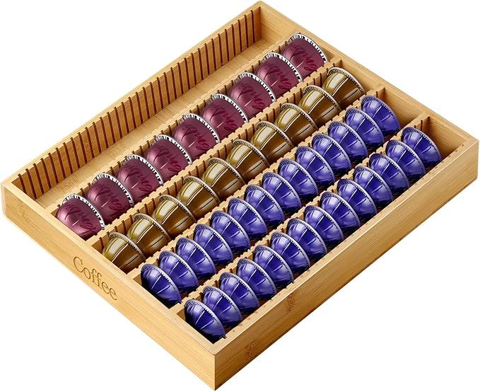 Bamboo Coffee Pod Storage Holder Drawer Insert K Cup Holder Pod Organizer by MISTOD