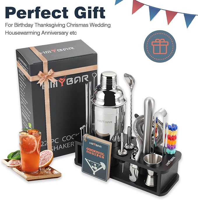 HMYBAR® 22-Piece Cocktail Shaker Set, Mixology Bartender Kit - Image 6