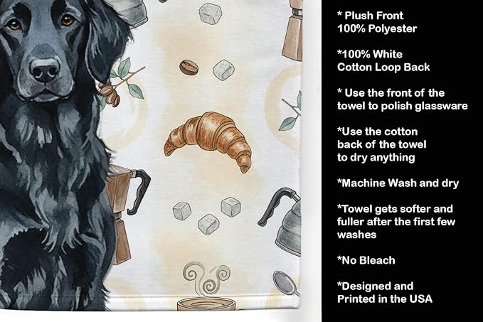 Caroline's Treasures Black Flat-Coated Retriever Coffee Bar Kitchen Towel - Image 4