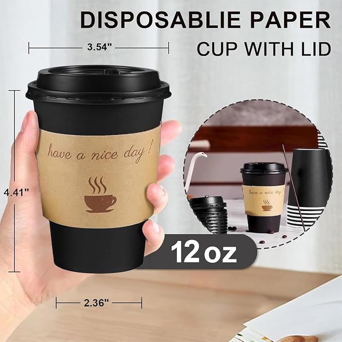 Clawsoff 100 Pack 12 oz Coffee Cups - Image 2