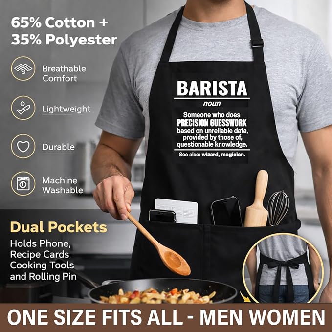 ArtbyPAW Barista Apron for Men and Women, One Size Fits All, 65% Cotton 35% - Image 3