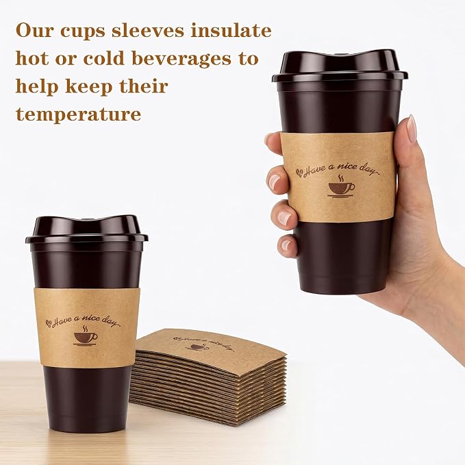 200 Packs Disposable Coffee Cup Sleeves, Thickened Corrugated Paper Cup Holder - Image 4