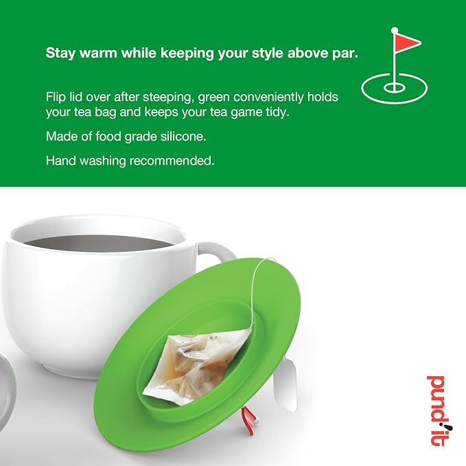 Pund'it Green Tee Mug and Cup Cover, Golf Themed Cup Lid - Image 6