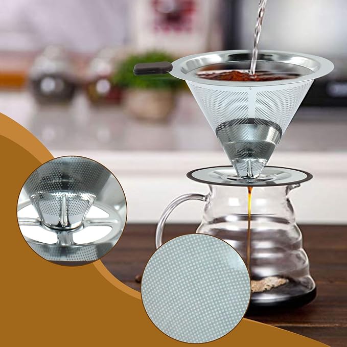 Waziaqoc Pour Over Coffee Dripper, Reusable Paperless Coffee Filter - Image 5