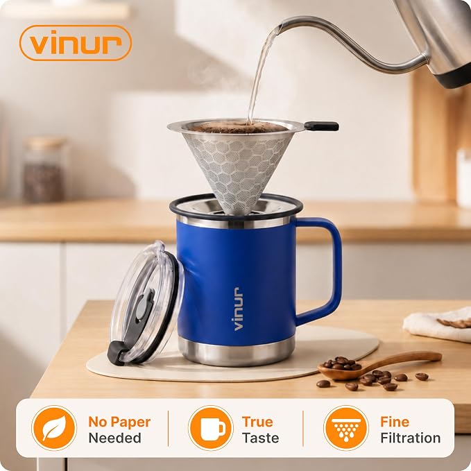 VINUR Pour Over Coffee Maker, 12 oz Insulated Coffee Maker - Image 2