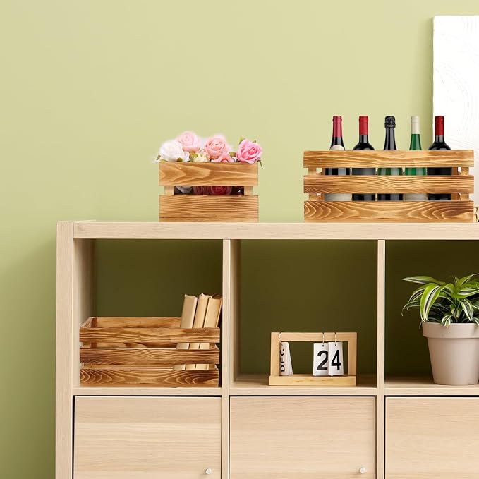 BOBOKA Set of 6 Decorative Wood Crates Nesting Storage Container, 6 Size - Image 9