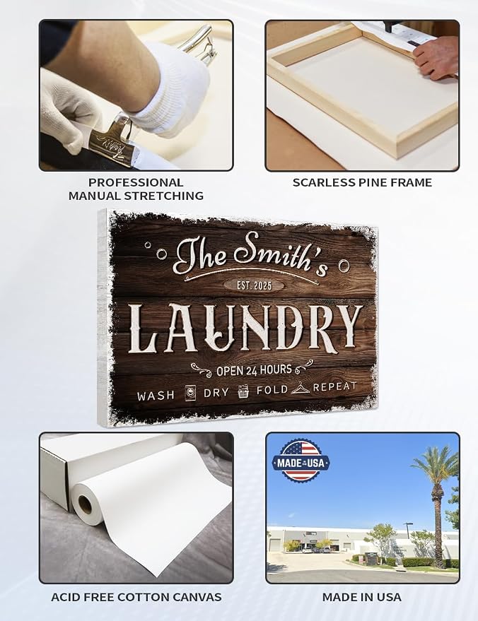 IPIC - Personalized Laundry Room Sign, Custom Canvas Wall Art - Image 5