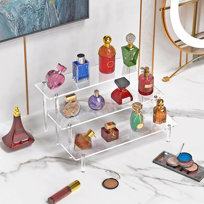 3 Tier Acrylic Display Risers, Large Perfume Organizer Stand, Display Shelves - Image 5
