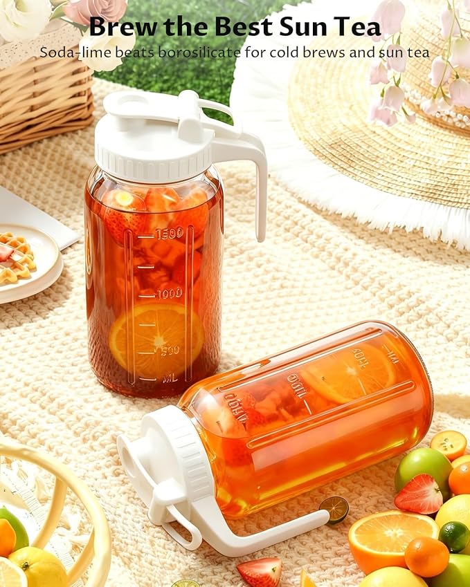64oz Mason Jar Pitcher with Airtight Leakproof Lid and Pour Spout, 2 Quart - Image 7