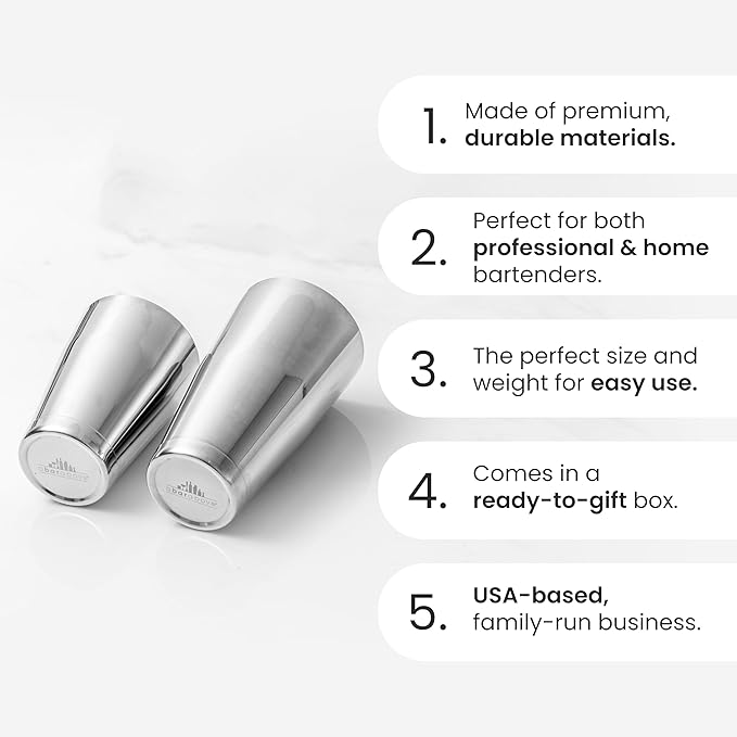 A Bar Above Professional Boston Shakers Set 18 oz Weighted Stainless Steel - Image 3