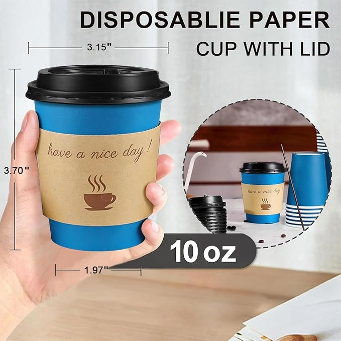 Clawsoff 100 Pack 10 oz Coffee Cups - Image 2