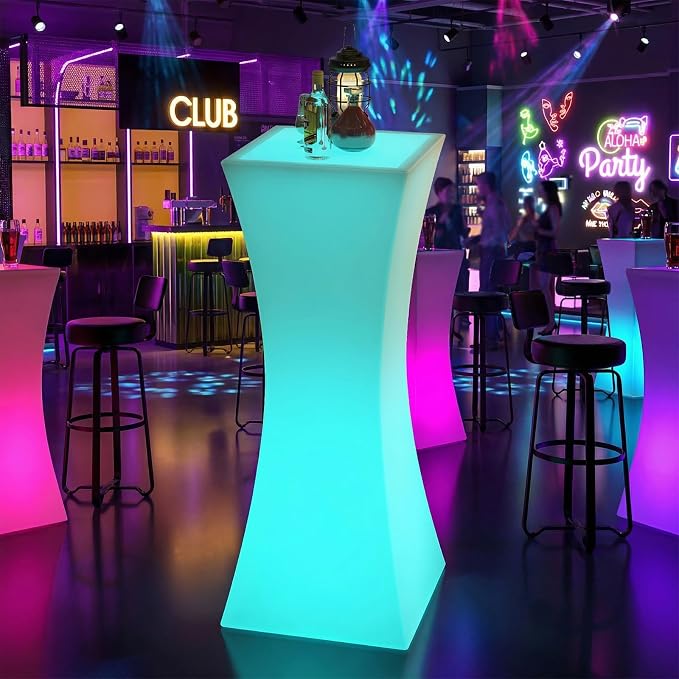 CECER 18" LED Cocktail Table, Rechargeable Light Up Furniture - Image 8