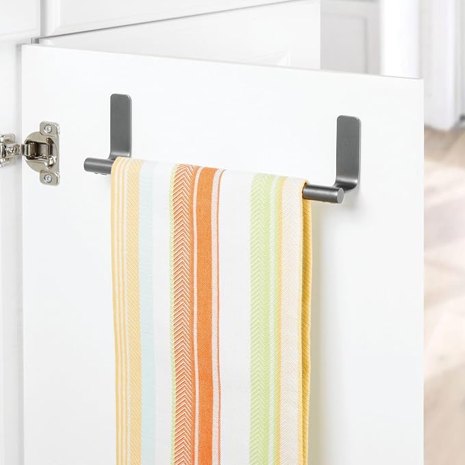 mDesign Steel Wall-Mounted Towel Rack Storage Holder - Image 3
