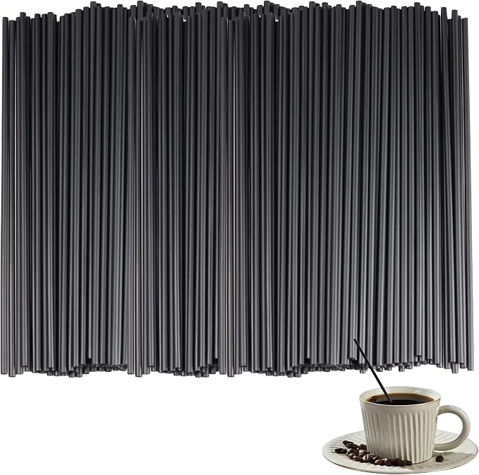 1000PCS 8.27 Inch Black Disposable Plastic Drinking Straws, Straight Cocktail by Unknown