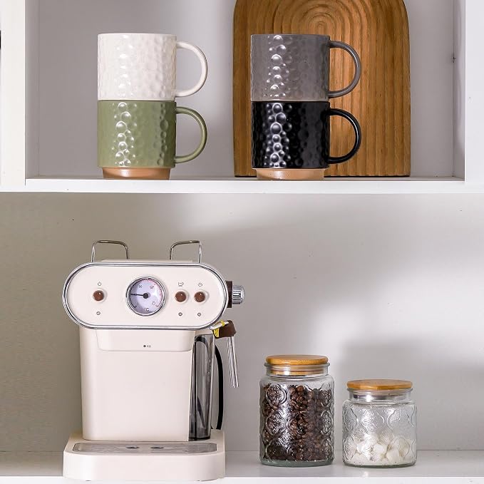 Nihow 16OZ Stackable Coffee Mug Set, Large Ceramic Coffee Mug Set of 4 - Image 3