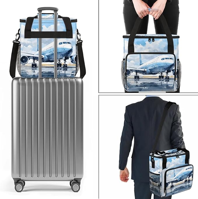 Airplanes Printed Coffee Maker Carring Bag, Large Insulated Storage Organizer - Image 7