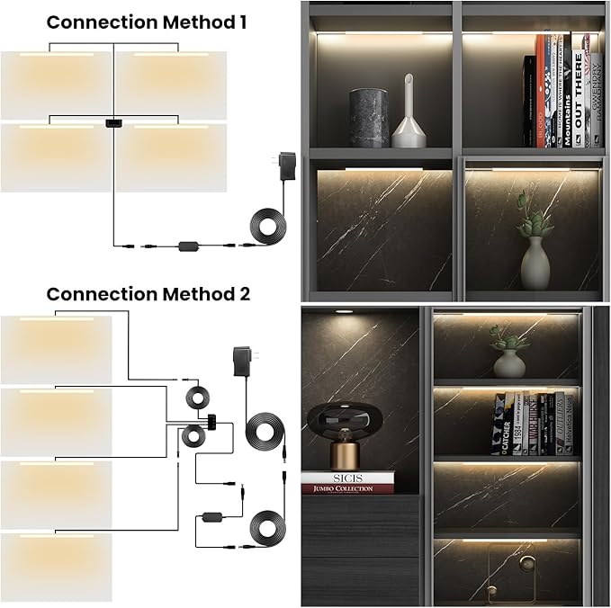 Black Shelf Lights, LED Bookcase Lighting Compatible - Image 5