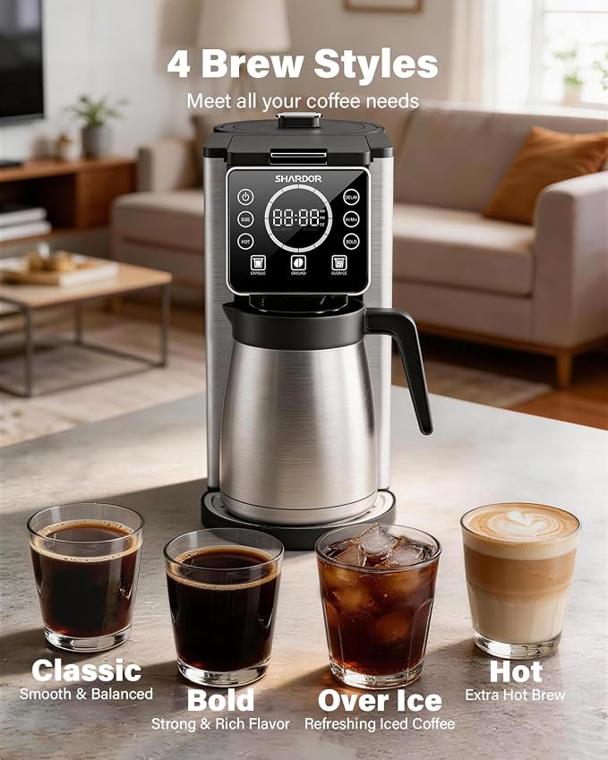 SHARDOR Programmable 5 Cup Drip Coffee Maker, Single Serve Hot & Iced Coffee - Image 4