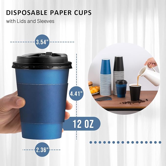 SIUQ 500 Pack 12 oz Disposable Coffee Cups - Image 2