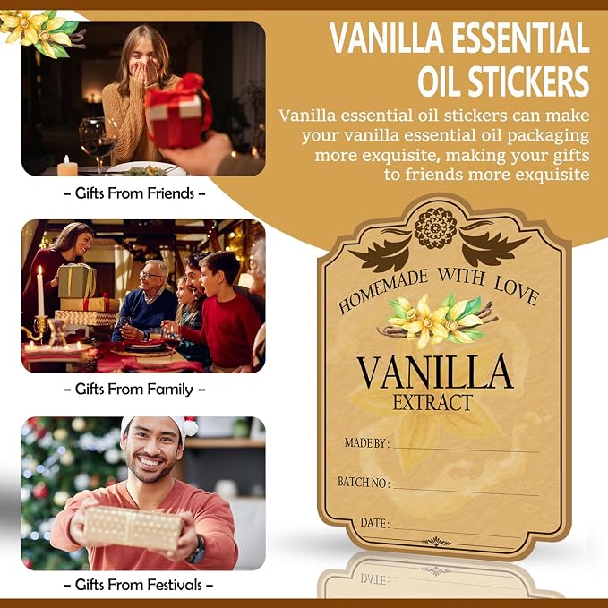 30PCS Vanilla Extract Labels, Holiday Gift Stickers Homemade Vanilla Stickers - Image 6