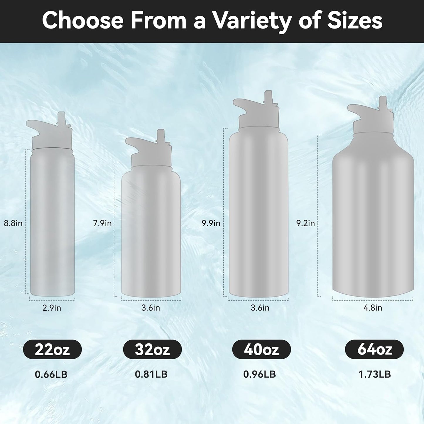 HASLE OUTFITTERS Insulated Water Bottle 22 oz Double Wall Stainless Steel Water Bottle Wide Mouth with Straw Lid & Spout Lid Keeps Cold or Hot(White,4)