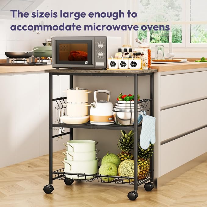 SWTYMIKI Rolling Kitchen Microwave Cart - Image 3