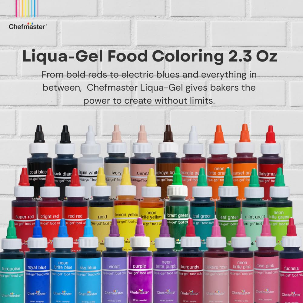 Chefmaster Burgundy Liqua-Gel® Food Coloring | Vibrant Color | Professional-Grade Dye for Icing, Frosting, Fondant | Baking & Decorating | Fade-Resistant | Easy-to-Use | Made in USA | 2.3 oz