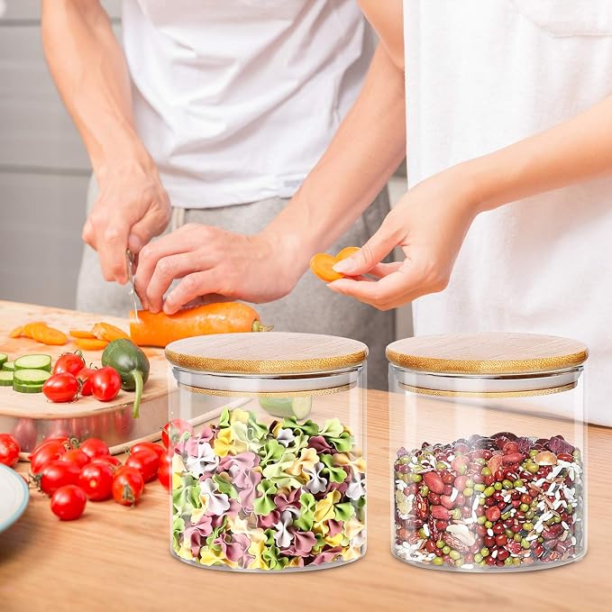 Dabacc 4 Pack Glass Jars with Airtight Bamboo Lids, Glass Kitchen Canisters - Image 2