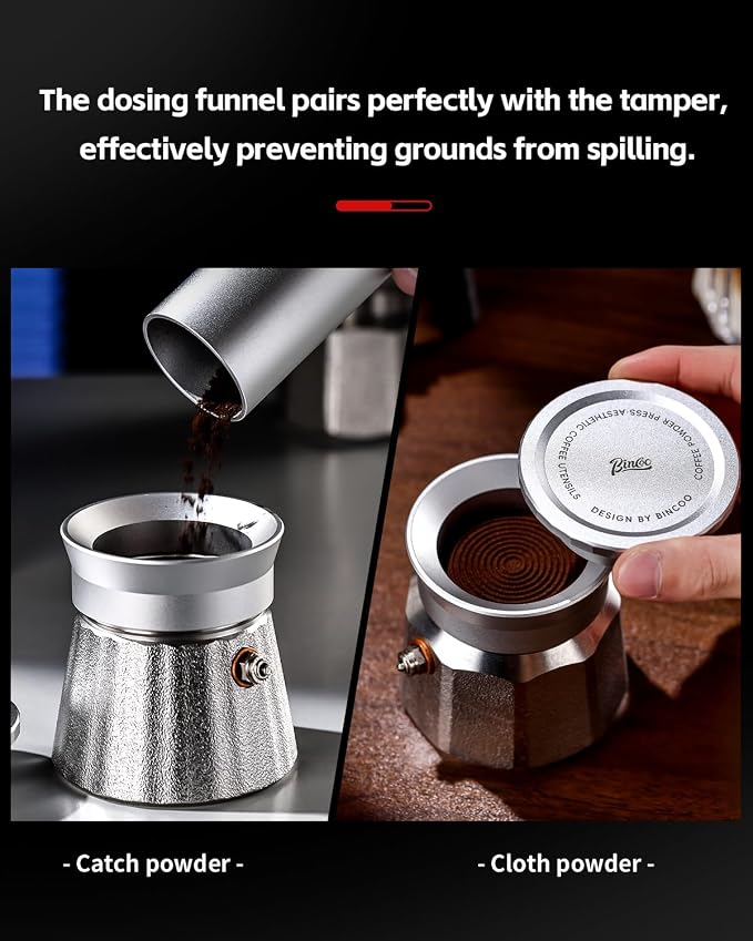 Bincoo Aluminum Coffee Tamper for Moka Pot, Italian Coffee Maker Dosing Funnel - Image 9