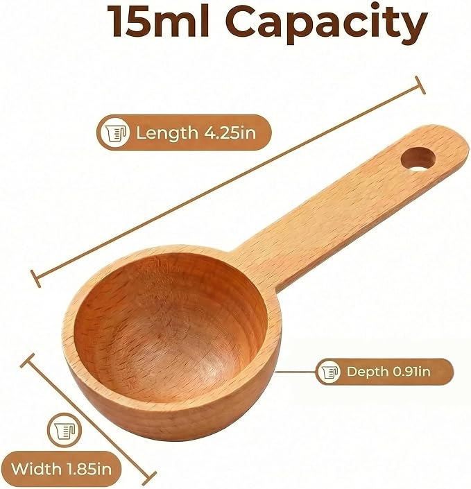 Wooden Coffee Scoops 4 Pack 15ml Wooden Coffee Spoon, Tablespoon & Measuring - Image 2
