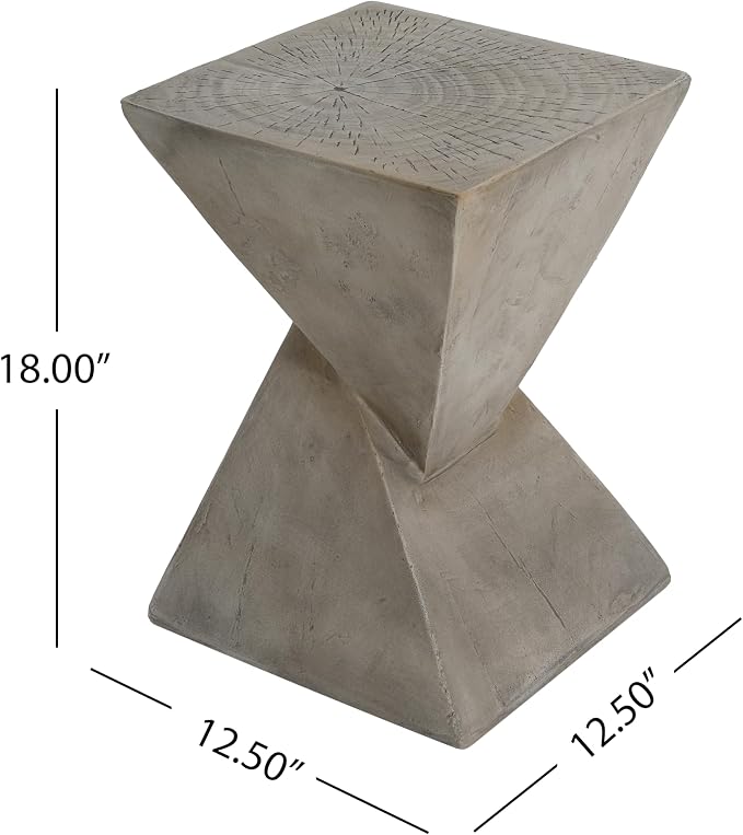 Modern Side Table, 18 inch Tall Sculptural Hourglass End Table in Light Gray - Image 2