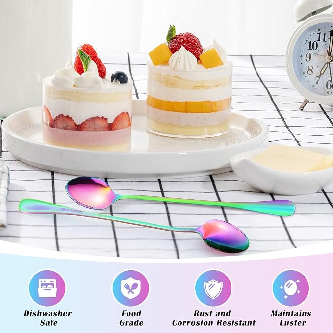8 Pcs Long Handle Spoons, Satainless Steel Tea Spoons, Ice Cream Spoon - Image 3