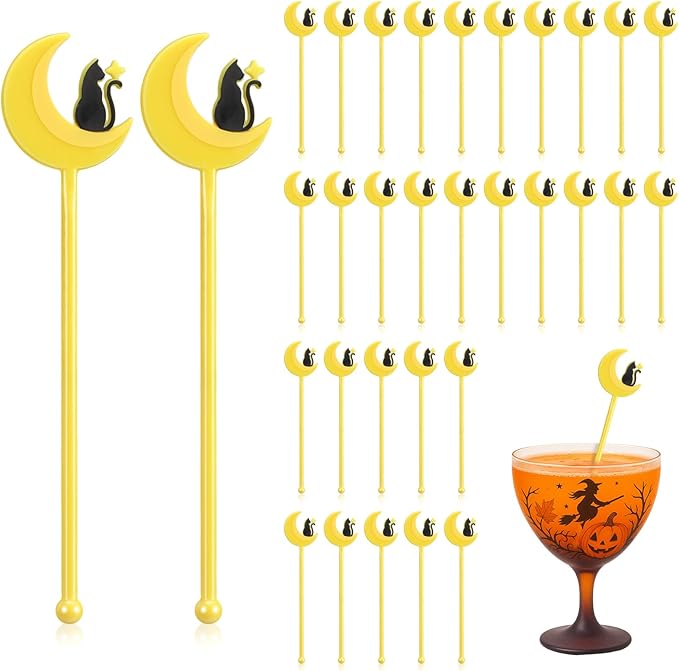 SiliFine 30 Pcs Halloween Swizzle Sticks Plastic Coffee and Cocktail Stirrers by SiliFine