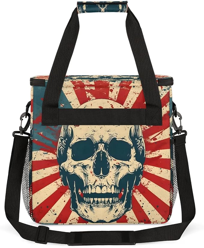 American Skull Coffee Maker Carring Bag, Large Insulated Storage Organizer Case - Image 5