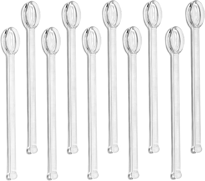 10Pcs Clear Glass Spoons, Heat Resistant Glass Teaspoons, 5.8inch Mini Coffee by ULWSKY