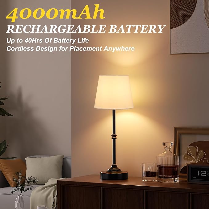 Kakanuo Rechargeable Cordless Table Lamp Antique Black - Image 4