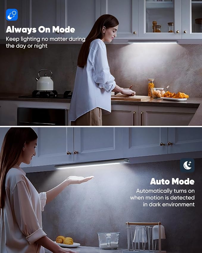 5-Pack 12in Under Cabinet Lighting, Upgraded 2500mAh Rechargeable Under Cabinet - Image 5