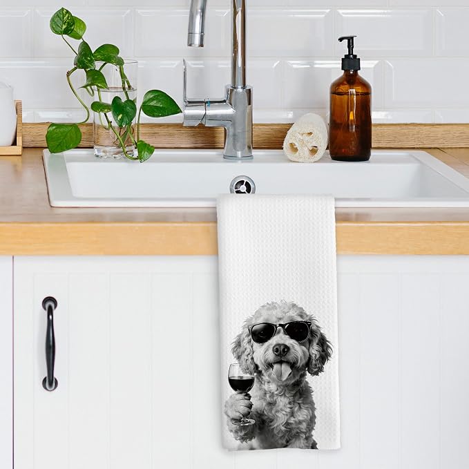 Funny Cockapoo Wine Bar Kitchen Dish Towels, Cockapoo Gifts, Dog Mom Dad Lovers - Image 3