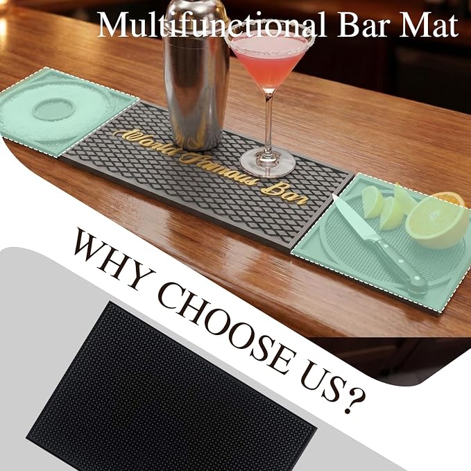 Bar Mat 3-in-1 Non-Slip Bartender Mat, Bar Accessories Countertop Mat 24 x 6 - Image 4