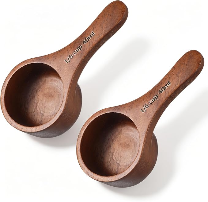 2 Pcs Coffee Scoop for Ground Coffee Walnut Wood Small Coffees Spoons 40 ml by Unknown