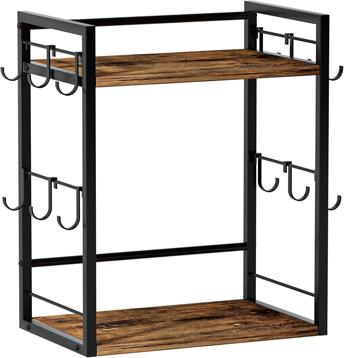 Dorhors 2 Tier Coffee Bar Accessories and Organizer, Wood Coffee Station by Dorhors