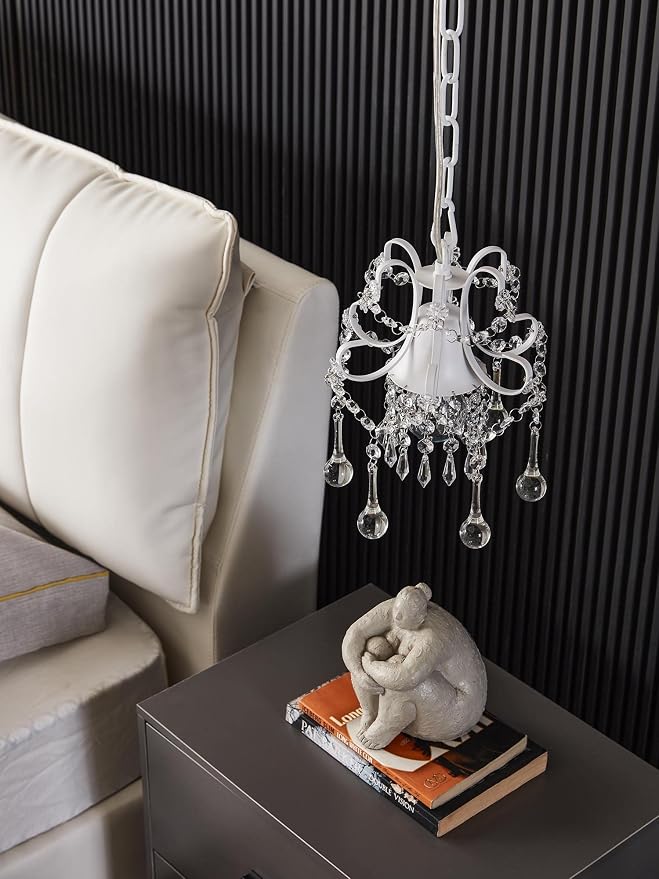 Mini Style Crystal Chandelier Pendant Light White - Image 4