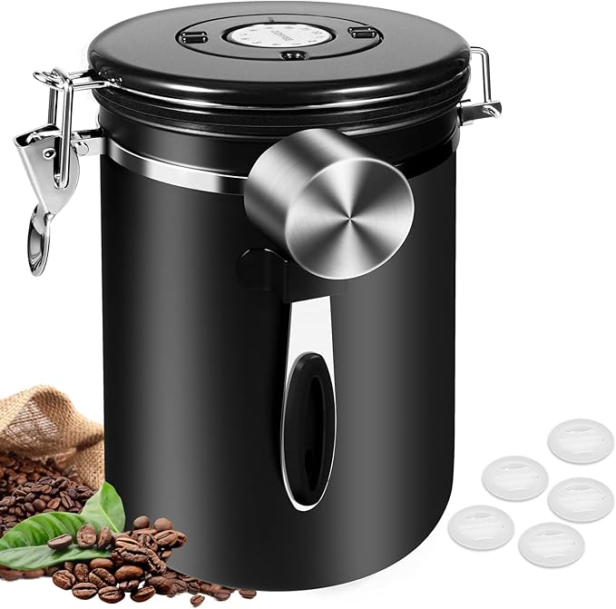 Coffee Canister Airtight 35OZ Large, 2.2 lbs Coffee Storage Container Stainless by BISNIE