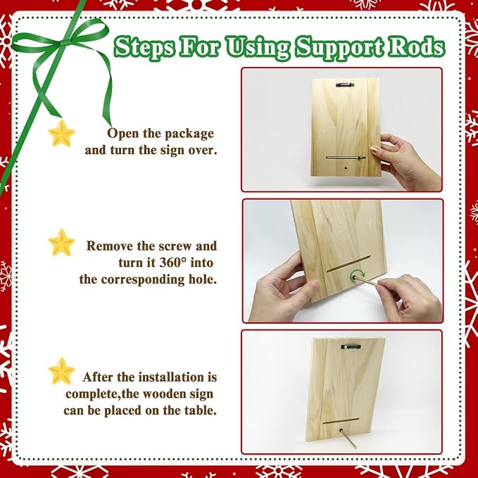 Falalala Merry Christmas Signs for Wall Decorations, Tree Wood Tabletop Decor - Image 3